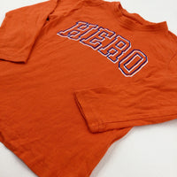 'Hero' Orange Cotton Long Sleeve Top - Boys 3-4 Years