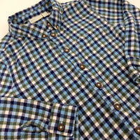 Navy & Khaki Checked Cotton Long Sleeve Shirt - Boys 3-4 Years