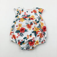 Flowers White Romper - Girls 18-24 Months