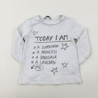 'Today I Am..' Stars White Long Sleeve Top - Boys 3-4 Years