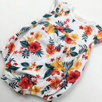 Flowers White Romper - Girls 18-24 Months