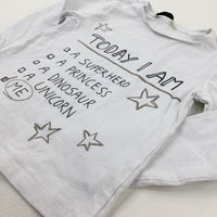 'Today I Am..' Stars White Long Sleeve Top - Boys 3-4 Years