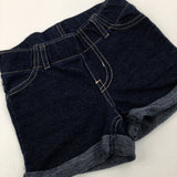 Navy Denim Effect Shorts - Girls 18-24 Months