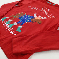 'It's Christmoose' Decorative Moose Red Long Sleeve Top - Boys/Girls 4-5 Years