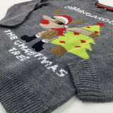 'The Christmas Tree' Rudolph Dabbing Grey Knitted Jumper - Boys/Girls 6-7 Years