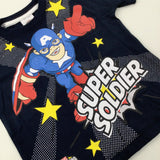 **NEW** 'Super Soldier' Marvel Superheroes Navy T-Shirt - Boys 2-3 Years