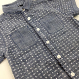 Patterned Light Blue Short Sleeve Shirt - Boys 4-5 Years