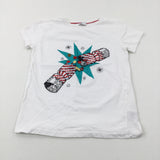 'Cracker Sequinned Sparkly White T-Shirt - Girls 8-9 Years