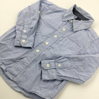 Blue Checked Long Sleeve Shirt - Boys 2-3 Years