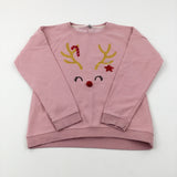 Reindeer Sequinned & Sparkly Dusky Pink Sweatshirt - Girls 13-14 Years