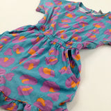 Patterned Purple & Turquoise Jersey Playsuit - Girls 3-4 Years