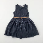 Sequinned Glittery Charcoal Grey Party Dress - Girls 2-3 Years