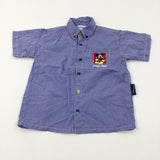 'Since 1928' Mickey Mouse Appliqued Blue Checked Shirt - Boys 4-5 Years