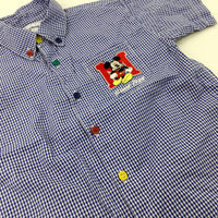 'Since 1928' Mickey Mouse Appliqued Blue Checked Shirt - Boys 4-5 Years