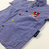 'Since 1928' Mickey Mouse Appliqued Blue Checked Shirt - Boys 4-5 Years