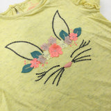 Bunny Embroidered Sparkly Yellow T-Shirt - Girls 2-3 Years