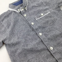 Patterned Navy & White Shirt - Boys 4-5 Years