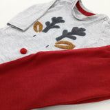 Reindeer Appliqued Grey & Red Pyjamas - Boys/Girls 0-3 Months