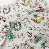 Christmas Trees & Mice Cream Jersey Dress - Girls 3-6 Months