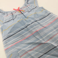 Colourful Striped Blue Dress - Girls 2-3 Years