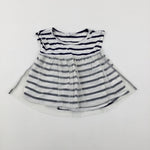 Navy & White Striped Dress With Net Skirt - Girls 2-3 Years