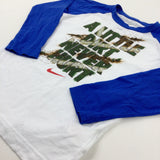 'A Little Dirt Never Hurt' Nike Blue & White Long Sleeve Top - Boys 5-6 Years