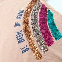 'Be Kind' Sequinned Coral Pink T-Shirt - Girls 4-5 Years