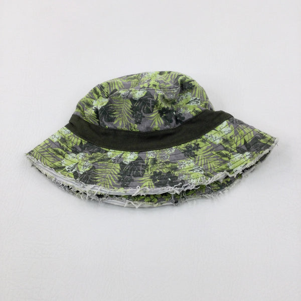 Tropical Leaves Green Sun Hat - Boys 3-4 Years