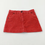 Coral Pink Cord Skirt With Adjustable Waist - Girls 4-5 Years