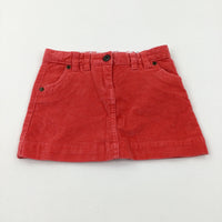 Coral Pink Cord Skirt With Adjustable Waist - Girls 4-5 Years