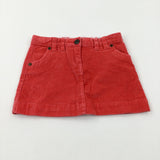 Coral Pink Cord Skirt With Adjustable Waist - Girls 4-5 Years