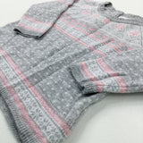 Snowflakes Patterned Grey Knitted Jumper - Girls 3-6 Months