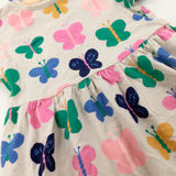 'Happy' Butterflies Colourful Cream Jersey Dress - Girls 4-5 Years