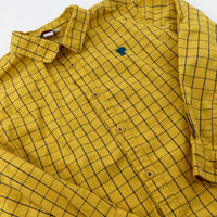 'P' Appliqued Mustard Yellow Checked Long Sleeve Shirt - Boys 5-6 Years