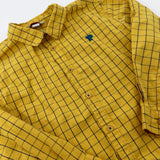 'P' Appliqued Mustard Yellow Checked Long Sleeve Shirt - Boys 5-6 Years