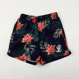 Tropical Flowers Navy Swim Shorts - Boys 7-8 Years