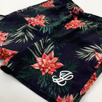 Tropical Flowers Navy Swim Shorts - Boys 7-8 Years