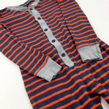 Orange & Navy Striped Jersey Onesie - Boys 5-6 Years