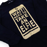 'Need To Take An Elfie' Phone Gold & Black Long Sleeve Top - Boys/Girls 4-5 Years