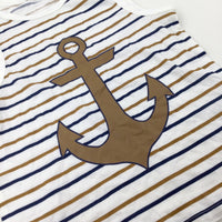 Anchor Navy & Gold Striped Vest Top - Boys 5-6 Years