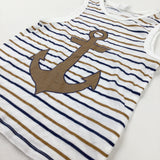 Anchor Navy & Gold Striped Vest Top - Boys 5-6 Years