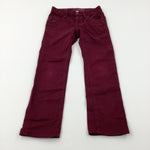 Burgundy Denim Jeans With Adjustable Waist - Boys 5-6 Years