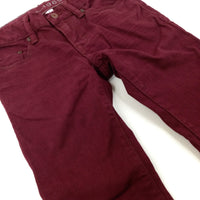 Burgundy Denim Jeans With Adjustable Waist - Boys 5-6 Years