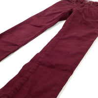 Burgundy Denim Jeans With Adjustable Waist - Boys 5-6 Years