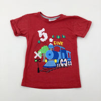 'Five' Train Red T-Shirt - Boys 4-5 Years