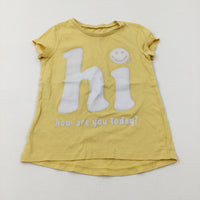 'Hi' Glittery Yellow T-Shirt - Girls 5-6 Years