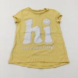 'Hi' Glittery Yellow T-Shirt - Girls 5-6 Years