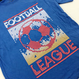 'Football League' Patterned Blue T-Shirt - Boys 7-8 Years