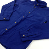 Navy Cotton Long Sleeve Shirt- Boys 7-8 Years