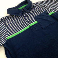 Navy Striped Polo Shirt - Boys 4-5 Years